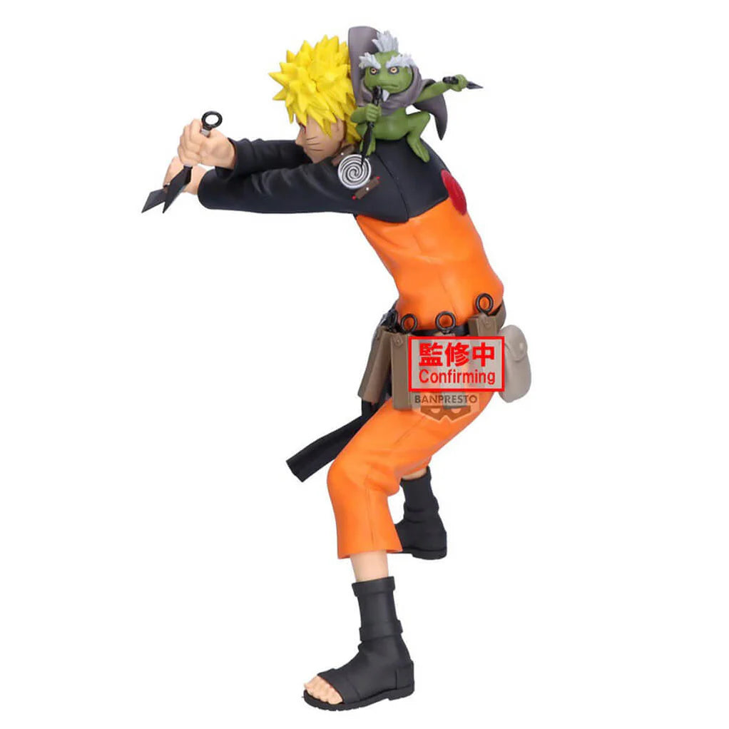 Estatua de Naruto Uzumaki en Modo Sabio con Fukasaku, empuñando un kunai, de la colección Grandista.