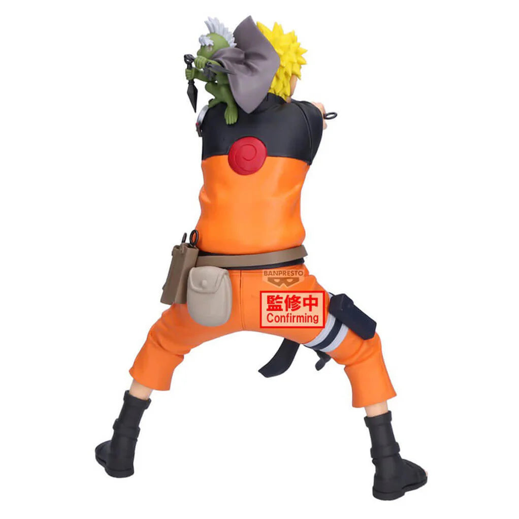 Estatua de Naruto Uzumaki en Modo Sabio, con Fukasaku en su hombro, de la colección Grandista.