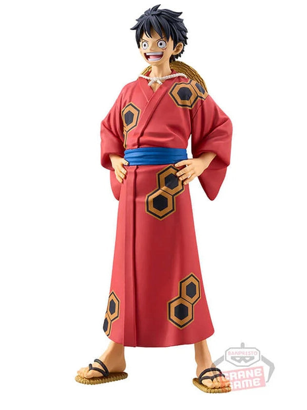 ONE PIECE FIGURA MONKEY D. LUFFY DXF THE GRANDLINE SERIES WANOKUNI YUKATA BANPRESTO COMO NUEVA PREVENTA 3-4 sem.