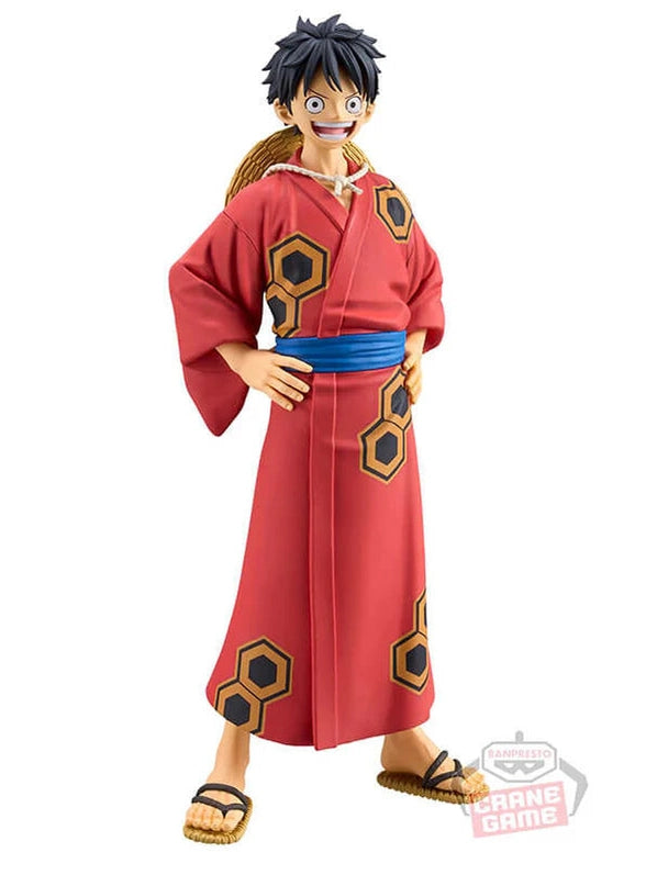 ONE PIECE FIGURA MONKEY D. LUFFY DXF THE GRANDLINE SERIES WANOKUNI YUKATA BANPRESTO COMO NUEVA PREVENTA 3-4 sem.