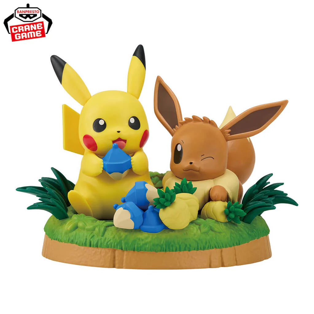 Pokémon Figura Pikachu & Evee Munching Time Bandai Spirit-Banpresto-Otaku Village
