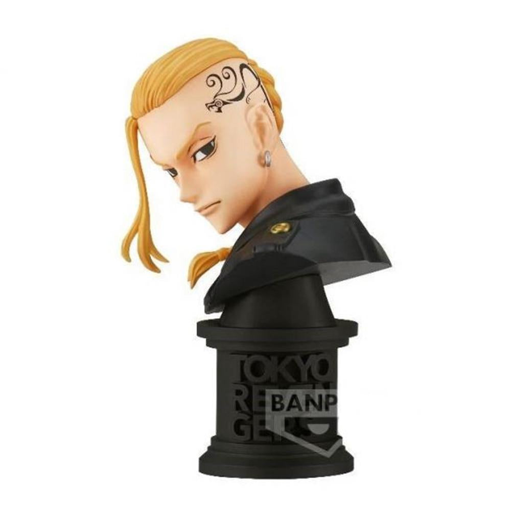 Busto de Draken de Tokyo Revengers, figura Banpresto de 11 cm con cabello rubio y tatuajes.
