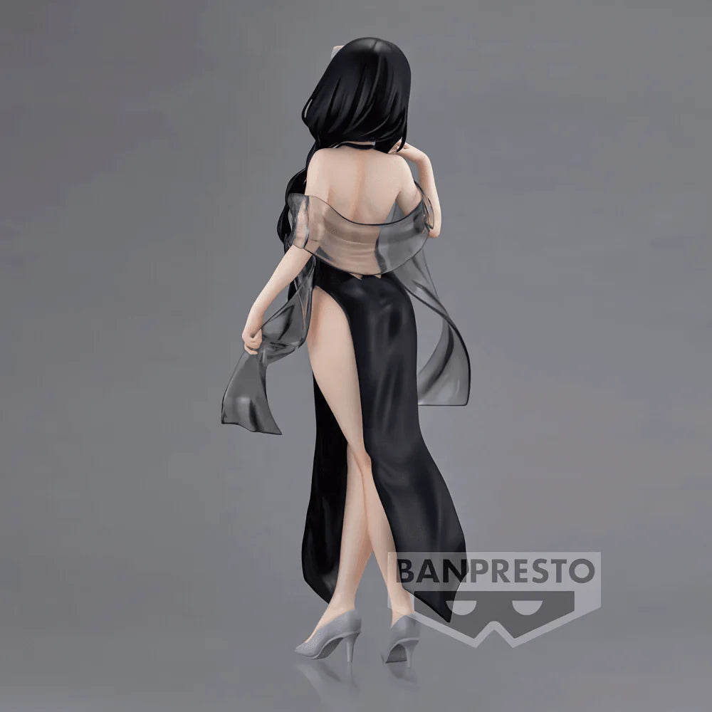 Estatua Banpresto Glitter & Glamours de Elsa Granhiert de Re:Zero, vestida de negro con velo translúcido.